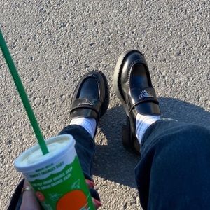 Prada black brushed leather loafers - authentic